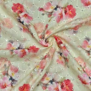 Cotton schifli with digital printed fabric