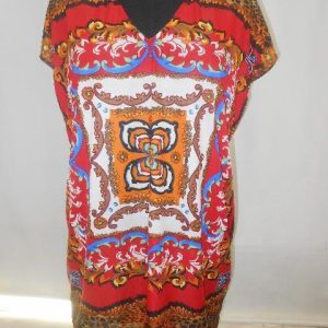 Red Poly spendex with digital printed Kaftans