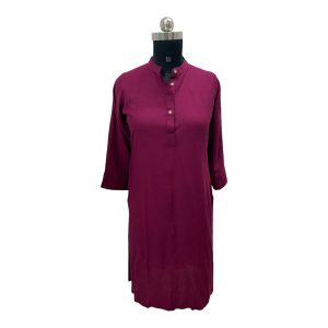 Pink Rayon solid long Kurtis